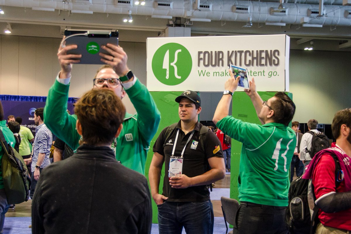 tsmith512's tweet photo. Have ya been scanned? @FourKitchens is demoing our AR content and VR experience builder in the Games Booth. Get a 360 scan of your head to end up on our virtual #DrupalCon postcard. https://t.co/FwVbEbspcY