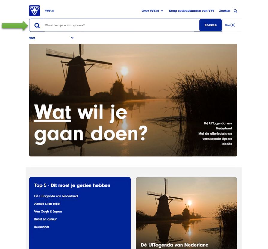 Waar ben je naar op zoek? Gebruik de zoeker (te herkennen aan het vergrootglas) van #VVV.nl om de leukste tips en ideeën te vinden in onze #Nationale #Databank voor #Toerisme, #Recreatie en #Cultuurt bit.ly/2qqj3b1