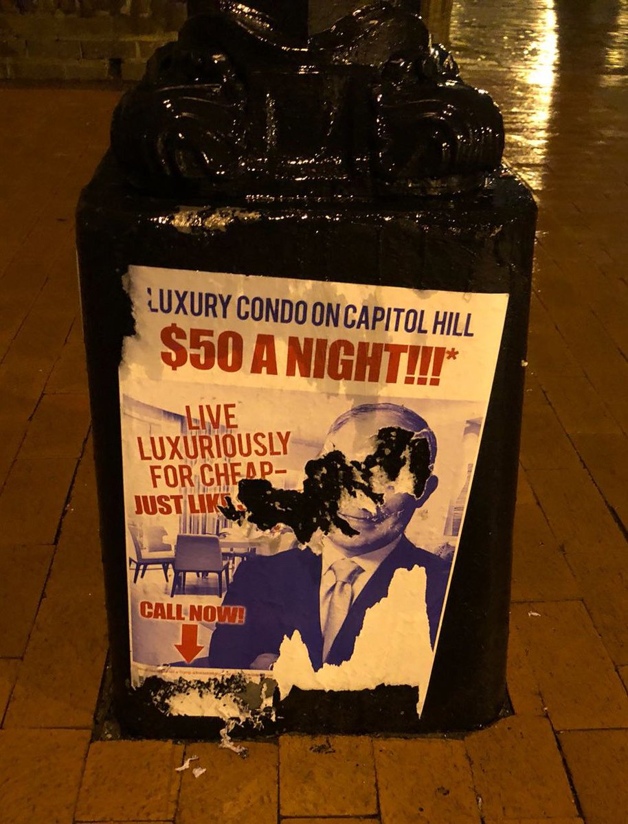 MayDayDMV's tweet photo. @MotherJones Scott sent out his security detail to scratch off his face, name and  phone number from the posters around his new condo on Pennsylvania Ave  and 7th Street SE, DC https://t.co/78HFZ431iS