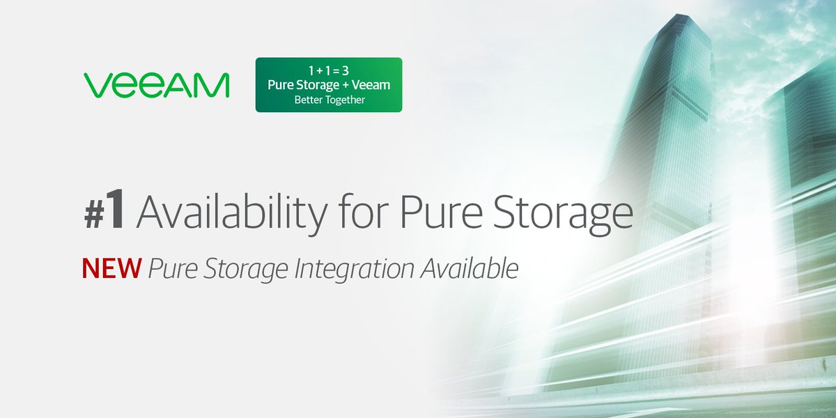 Veeam's tweet photo. #Veeam Availability Suite now integrates with @PureStorage, enabling businesses to deliver more predictable performance across ever more demanding business workloads! https://t.co/YvLKcOdOfZ #storage #purestorage https://t.co/GbuZtwXBwY
