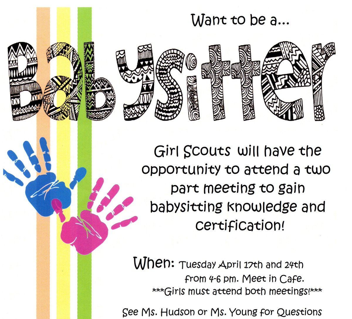 if so all registered girl scouts should attend this two part babysitter certification on april 17th 24th believeinagirlpictwittercomg90jv1auwx