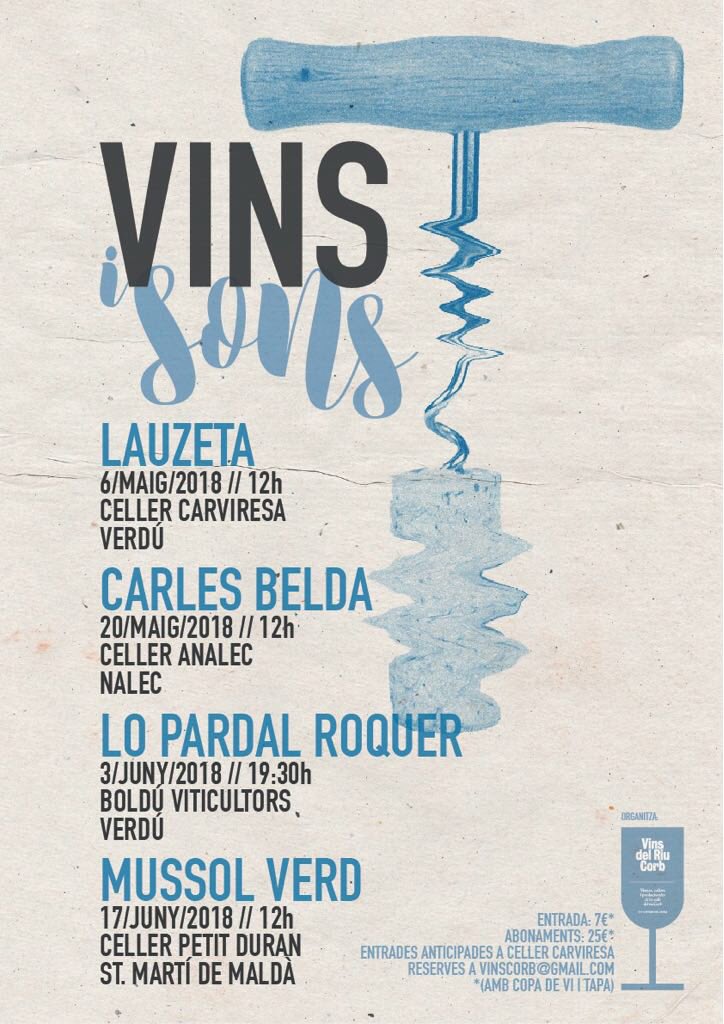 Amb la primavera arriba el primer cicle de concerts als cellers de la #valldelcorb #VinsiSons! Entrades i abonaments a vinscorb@gmail.com