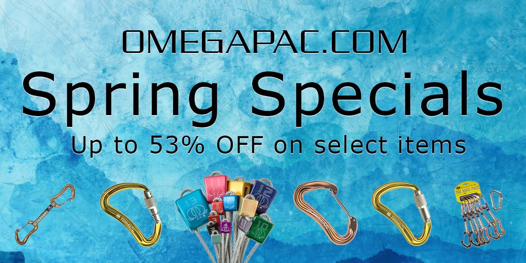 OmegaPac's tweet photo. It's time to stock-up! Omega Pacific Tephra Pitches, Wedgie Stoppers, Vulcans &amp; Vulcan Draws—
https://t.co/PcAb1NQWaQ   #OmegaPacific #carabiners https://t.co/GHmMiDkQ0e
