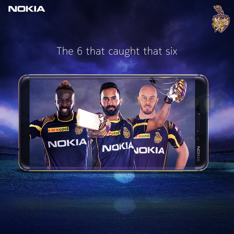 HMDdevicesIN's tweet photo. .@KKRiders #PlayUnited to create the right mix for a six! Great shot by @Russell12A https://t.co/w9dJOwZ7d1