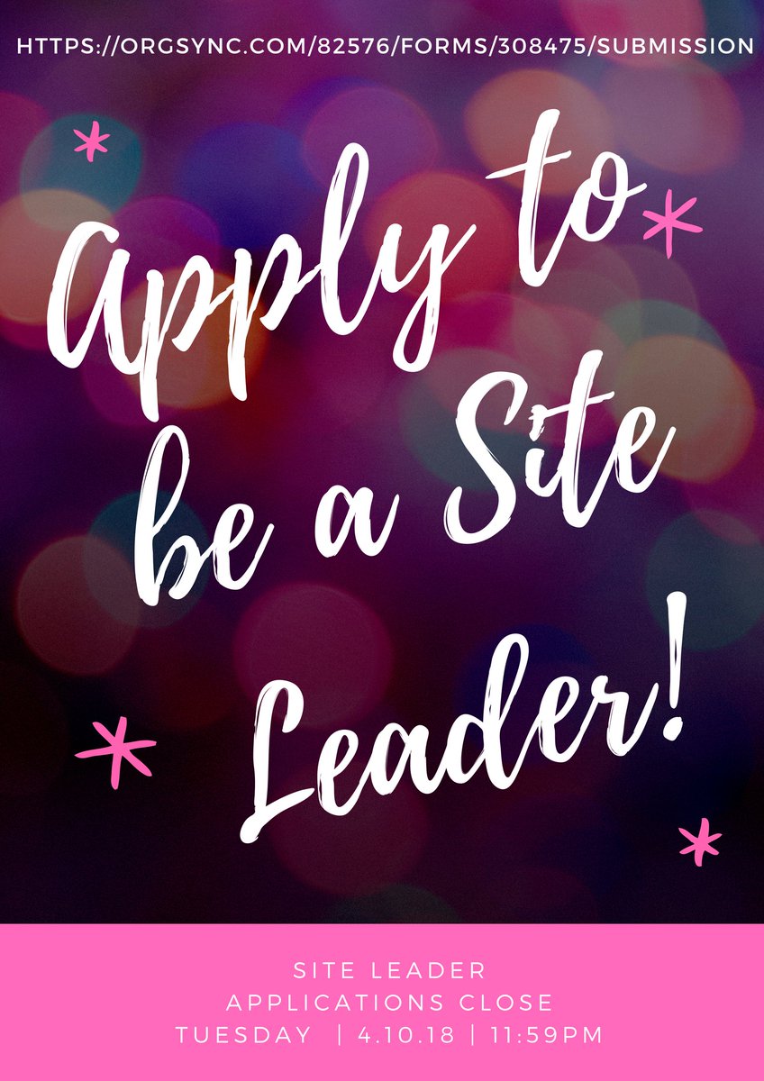 Today is the last day to apply to be a Site Leader for Fusion 2018! If this is the 2nd or 3rd time you've seen a tweet about this recently, consider it a sign that you should apply! Your campus and community need you! orgsync.com/82576/forms/30…