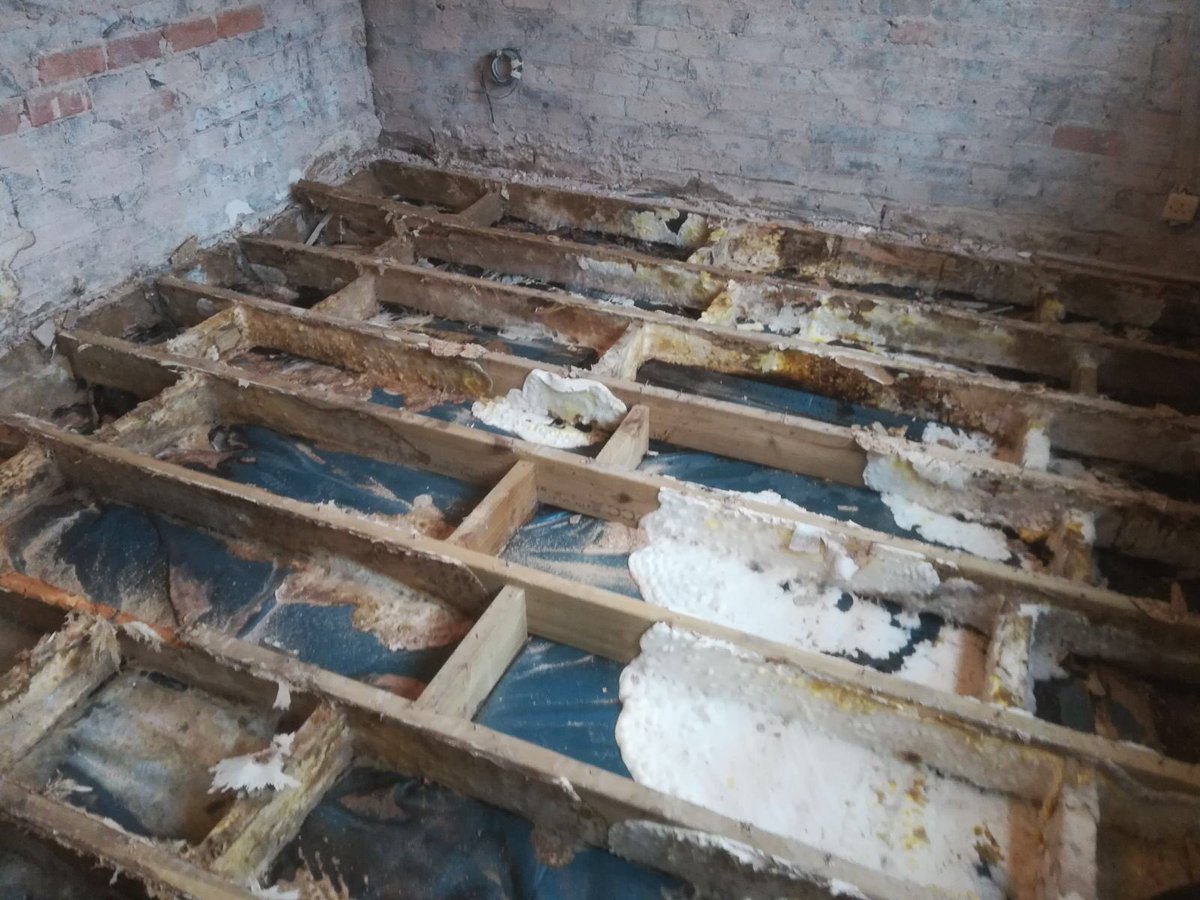 This floor was fitted last year by a builder who replaced a solid floor with this timber floor without installing any ventilation, our client was in tears when we removed the floorboards revealing the dry rot outbreak 🙁