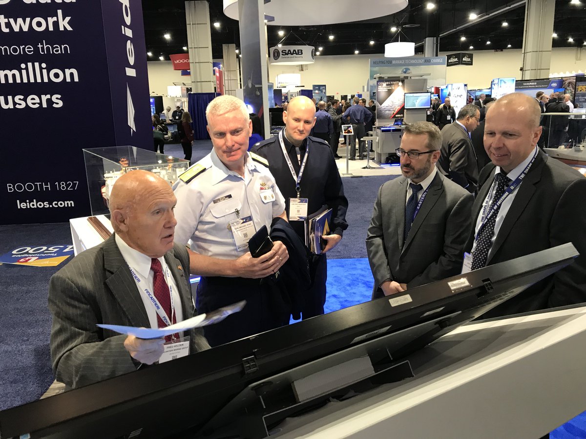 FincantieriMG's tweet photo. We are delighted to talk #HPIB with Rear Admiral Michael Ryan, Assistant Commandant for Capability, and Commander Fritz Bertsch of @USCG at #SAS2018. Also joining the conversation are Jari Anttila &amp; Mike Webster from our partners @PhillyShipyard. Thanks for visiting! @SeaAirSpace https://t.co/NUhOGPhAu9