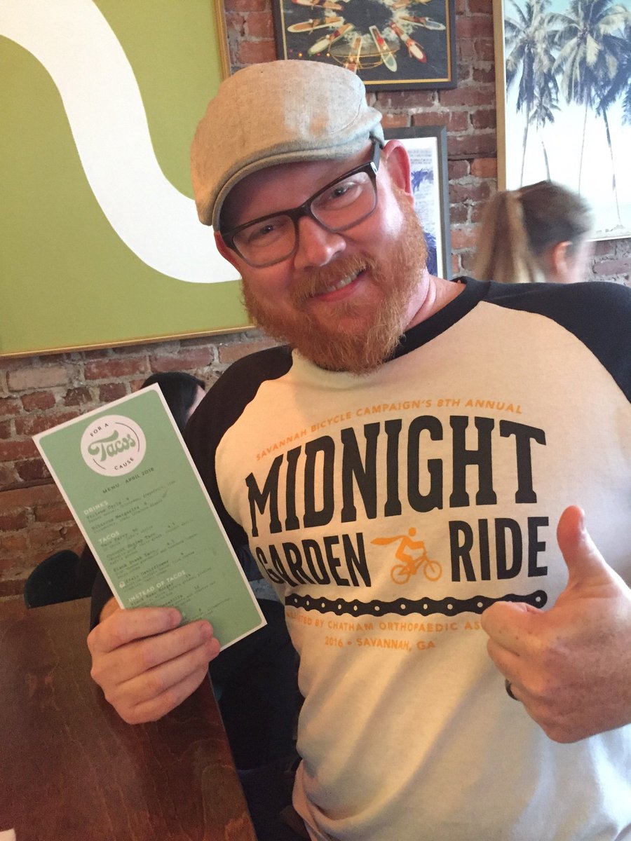 Greenway_Brent's tweet photo. Talk about a win-win. ๐ฎ that support @SavBikeCampaign Yuuuuup! #tacosforacause #BullStreetTaco https://t.co/LjCAj9I1s8