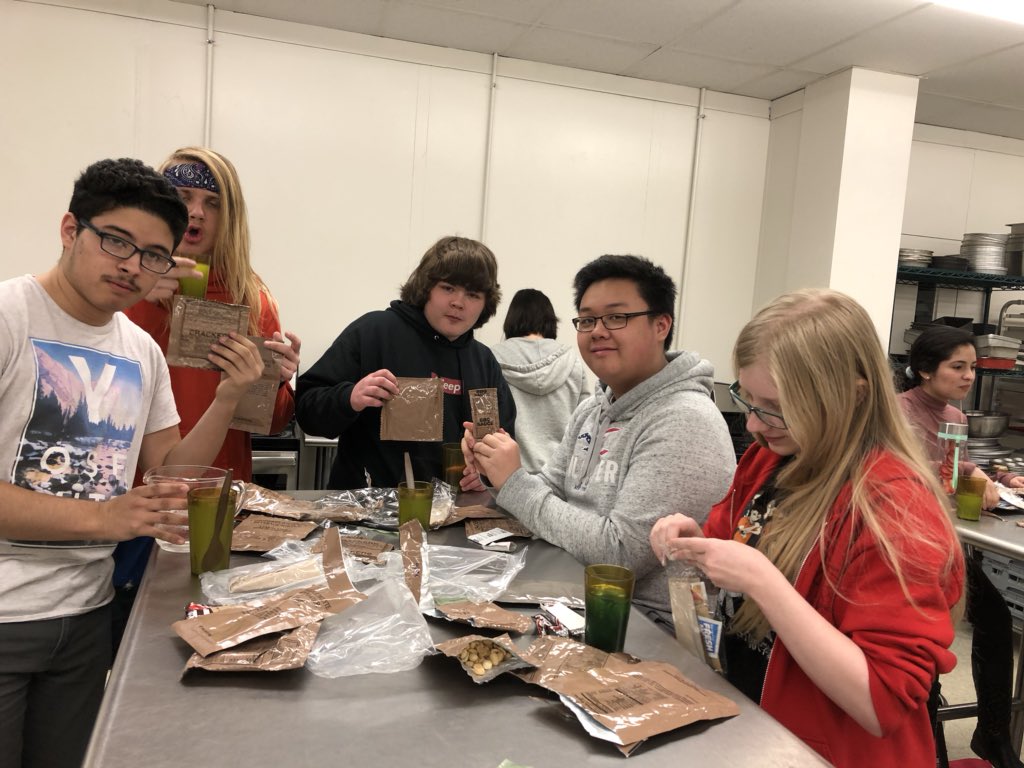 828Deb's tweet image. MRE ‘a in culinary. Learning how to cook with chemicals. Thanks sgt Sneller #snorkbeast