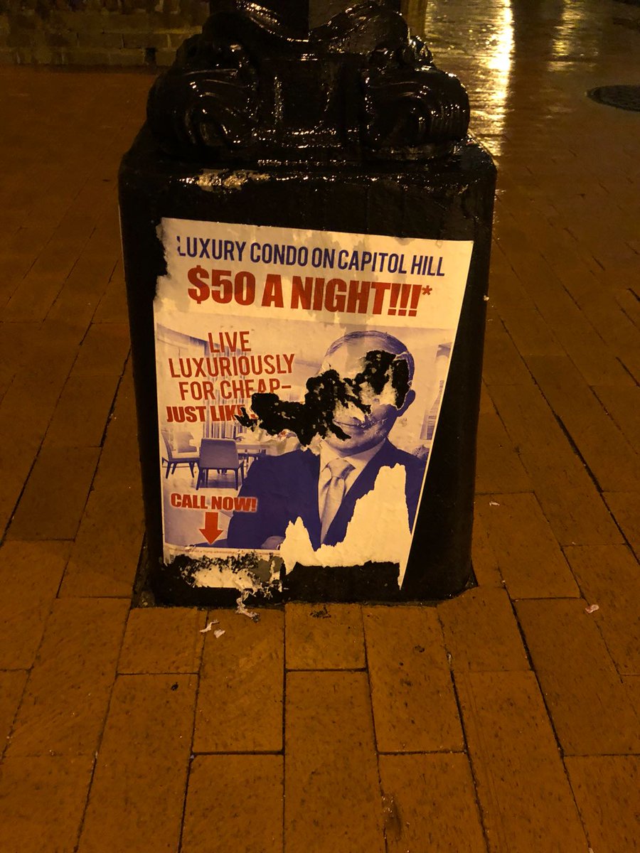 MayDayDMV's tweet photo. @foe_us @EPAScottPruitt Scott sent his security team out to scratch the posters so that his face, name and number are not visible. 😂 https://t.co/q91axLSu6x
