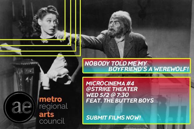 alteredesthetic's tweet photo. 🌕 Awoooo.... 🐺

Our FINAL #Microcinema is coming up! We're currently looking for #films to screen, so send them our way! 
Msg/email aefilmfest@gmail.com

*Microcinema #4: NOBODY TOLD ME MY BOYFRIENDS A WEREWOLF
Wednesday, 5/2 @ Strike Theater
Feat. music by Butter Boys https://t.co/B7wk186lMq