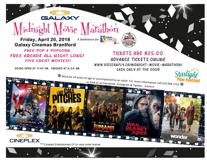 ShakeTheFound1's tweet photo. Brantford Galaxy are hosting Midnight Movie Marathon Friday April 20. 
For just $25, you can get five movies, a drink, popcorn and access to the arcade all night long! https://t.co/vDSu5cQWkj