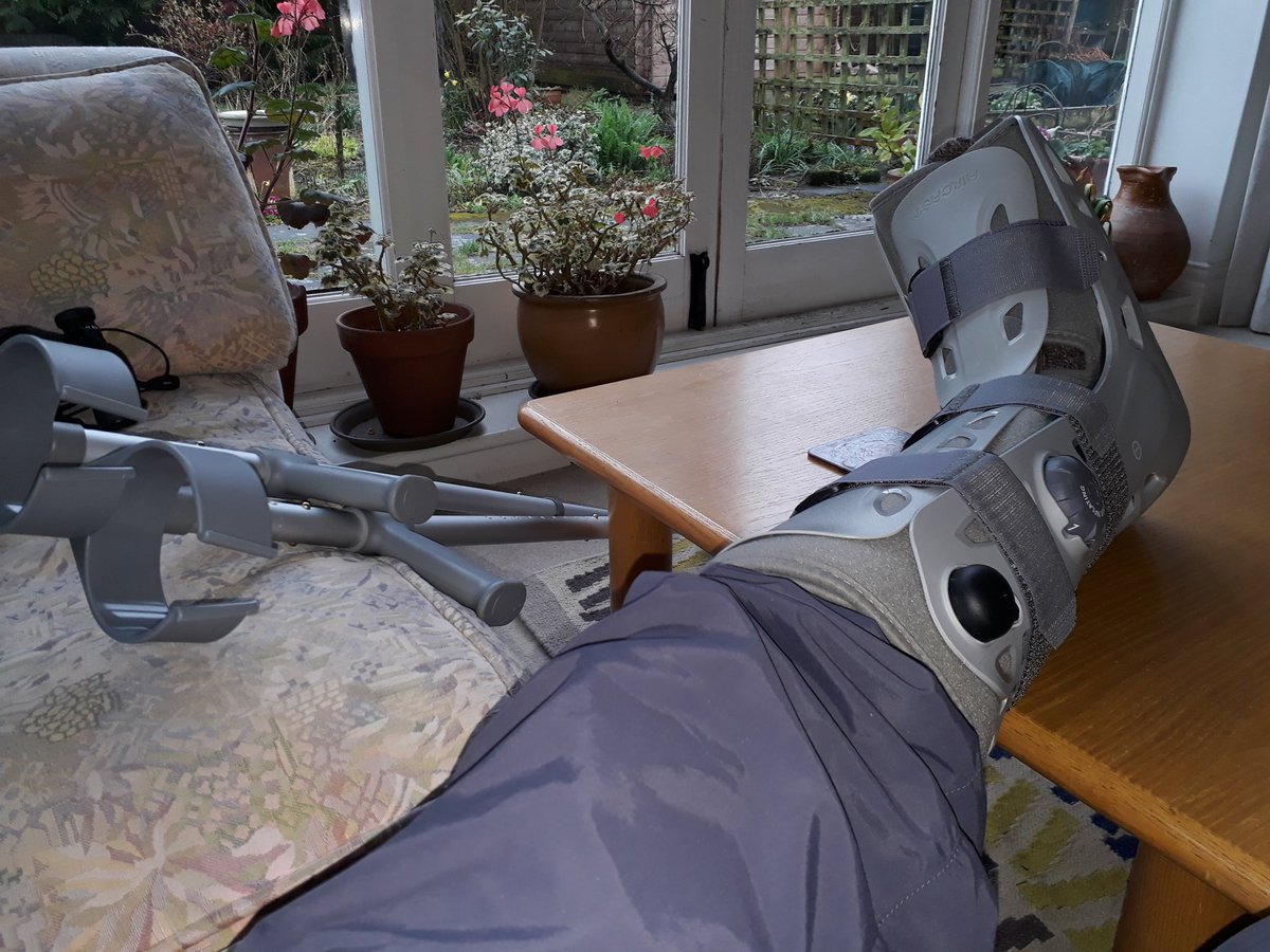 First milestone since the operation reached. Meet my new air pump action moon boot, to be my companion 24/7 for the next 8 weeks or so. Great progress so far.