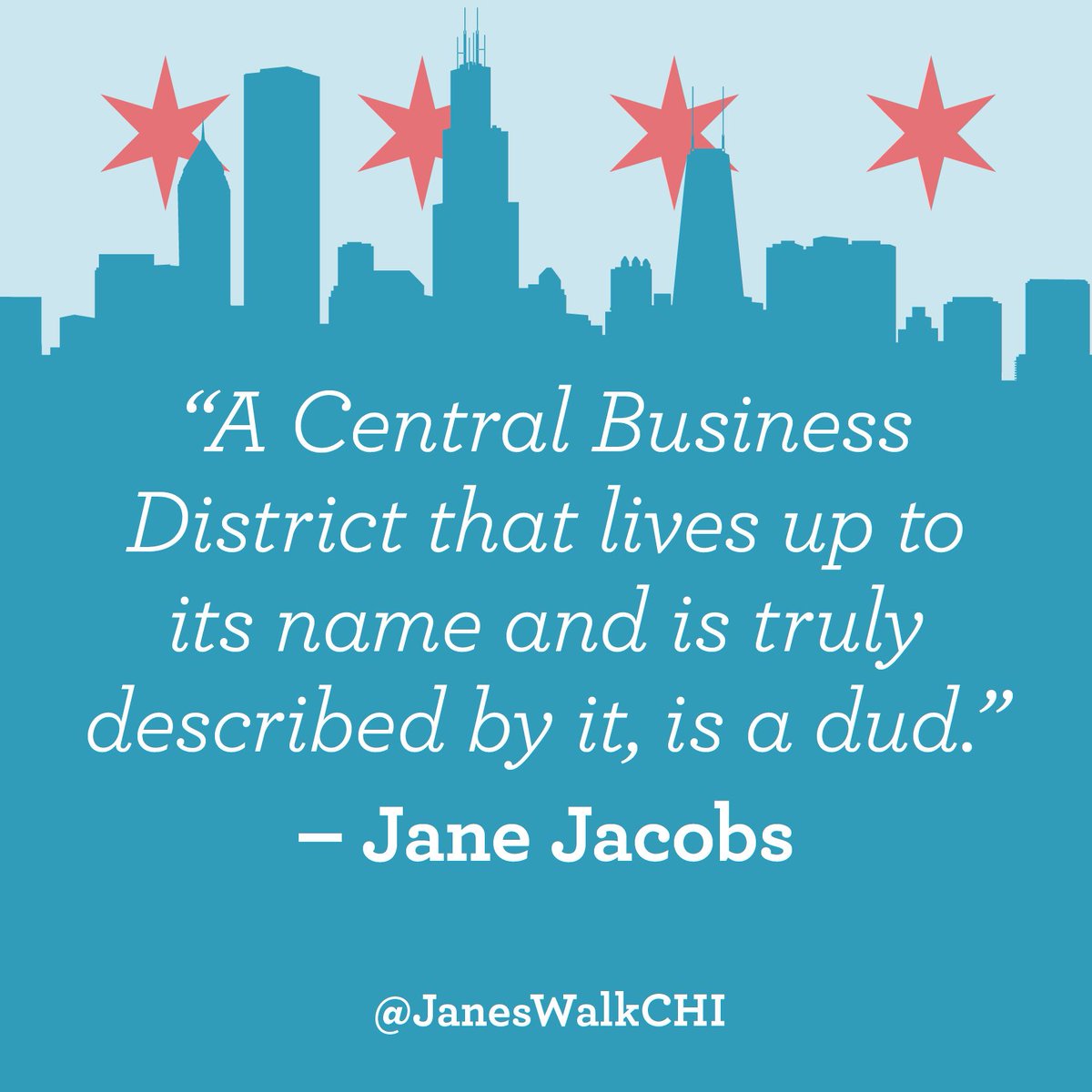 JanesWalkCHI's tweet photo. “A Central Business District that lives up to its name and is truly described by it, is a dud.” #JaneJacobs #WWJJD #JanesWalk #urbandesign #urbanplanning #density #urbansprawl #landuse #placemaking #walkability #mixeduse #ProDensity #Chicago https://t.co/XeW978Y2LW