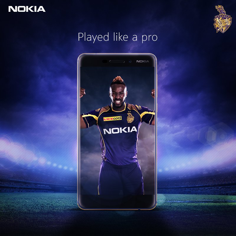 HMDdevicesIN's tweet photo. .@Russell12A shows what it really means to #PlayUnited. Great performance. First half century of the match! #KKRHaiTaiyaar https://t.co/mZPmRwXpzM