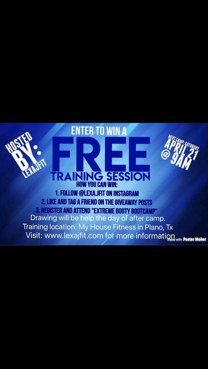 lexa_jfit's tweet photo. Enter to win a FREE session. Next camp: April 21@ 9am.  Drawing will be held April 22. https://t.co/4K5tNj80dp