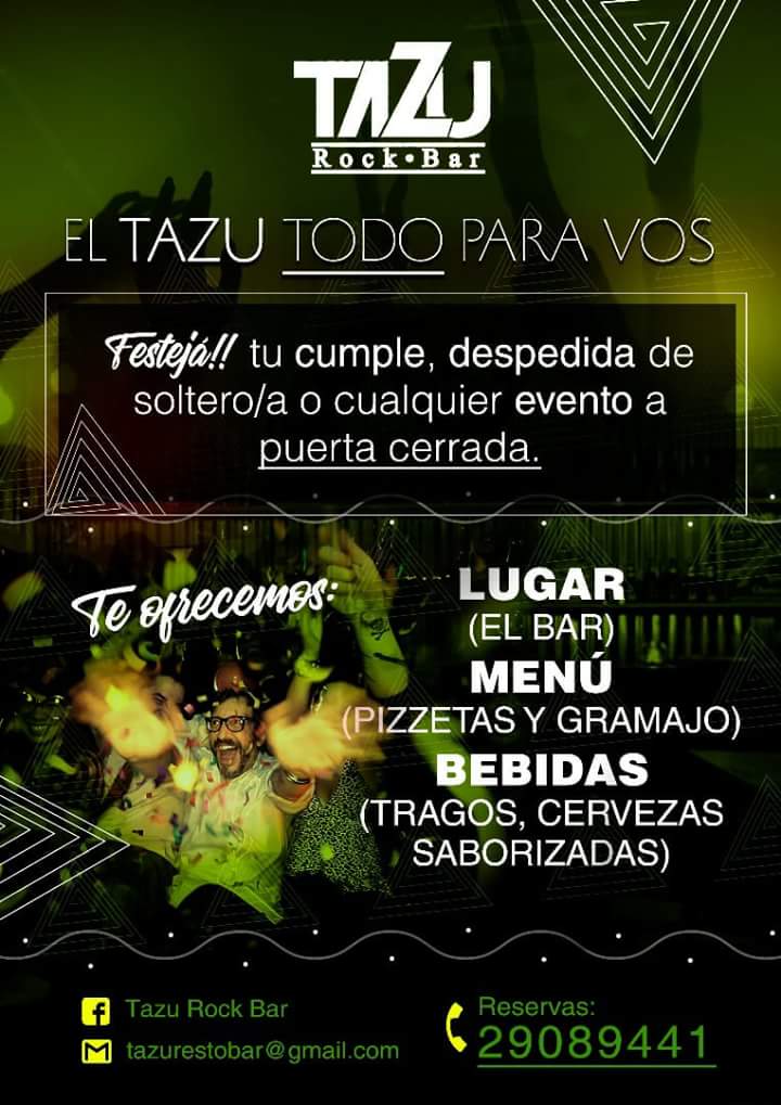 TAZURockBar's tweet photo. Tazu todo para vos, nos adaptamos a lo que estas buscando 👇 https://t.co/hL4q0yc9WO
