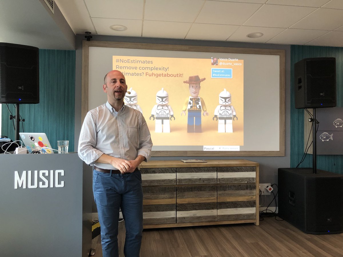 AgileIB's tweet photo. Sharing knowledge about #NoEstimates with @duarte_vasco in @trivago_ES and with @AgileIB community https://t.co/OIQQlvAzvu