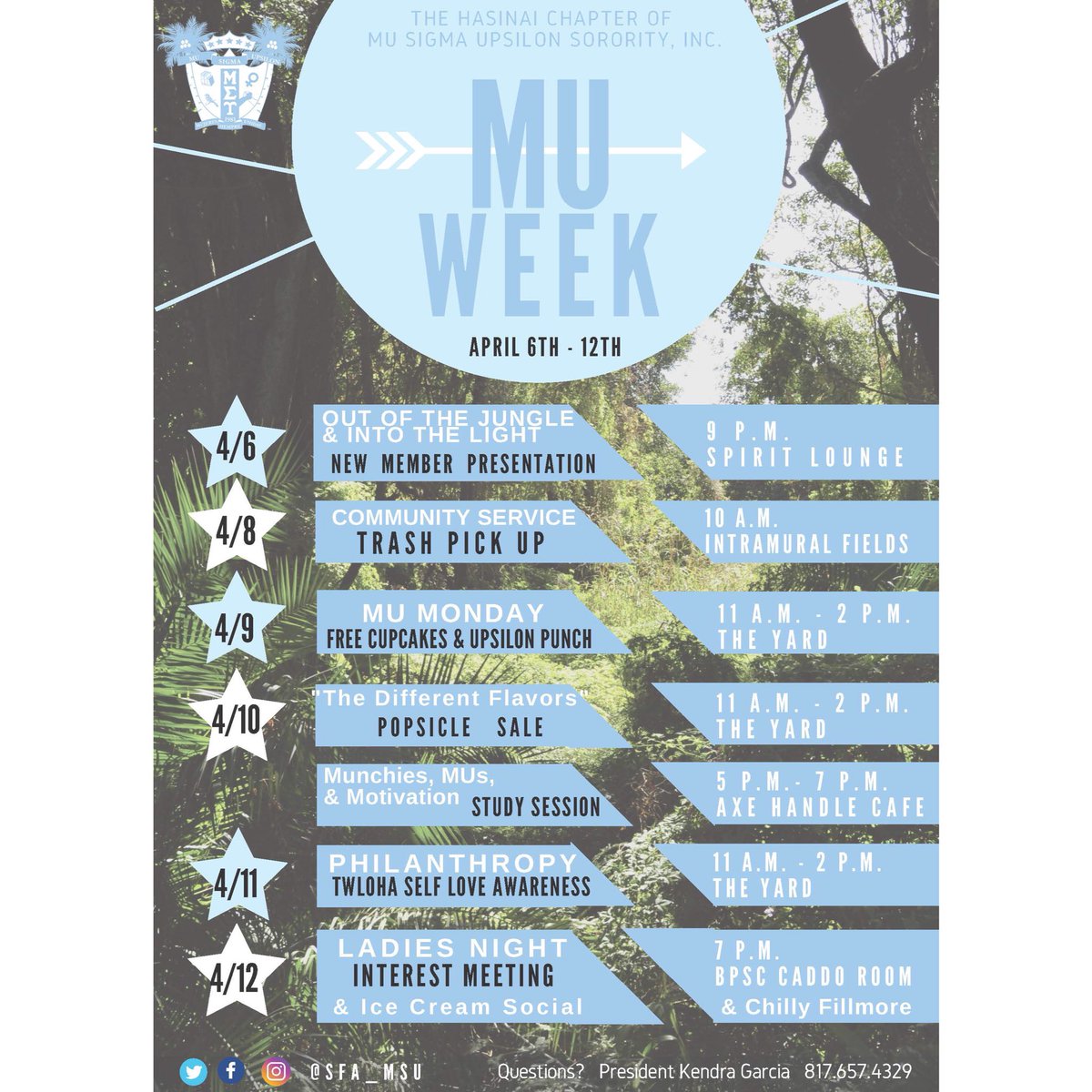 SFA_MSU's tweet photo. TODAY is our βDIFFERENT FLAVORSβ popsicle sale from 11-2. Then from 5-7 we will be hitting the books w/ πMUNCHIES, MUs & MOTIVATION Study Session at the Axe Handle Cafe with FREE SNACKS! See yβall there! π #musigmaupsilon #ΞΞ£Ξ₯ #sfa #sfasu #sfa19 #sfa20 #sfa21 #sfa22 #MuWeek https://t.co/81gkcetnFp