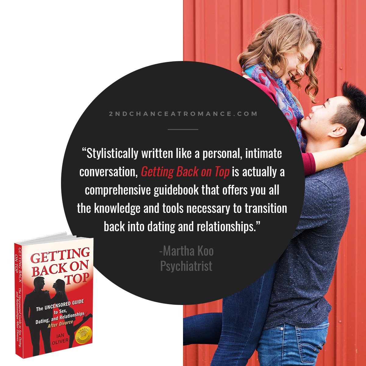 getbackontop's tweet image. Divorce and dating are both highly personal topics, so in my #writing is more of an #intimateconversation than anything, as Psychiatrist Martha Koo noted about my book #GettingBackonTop More over at #2ndChanceatRomance bit.ly/2H87gF9