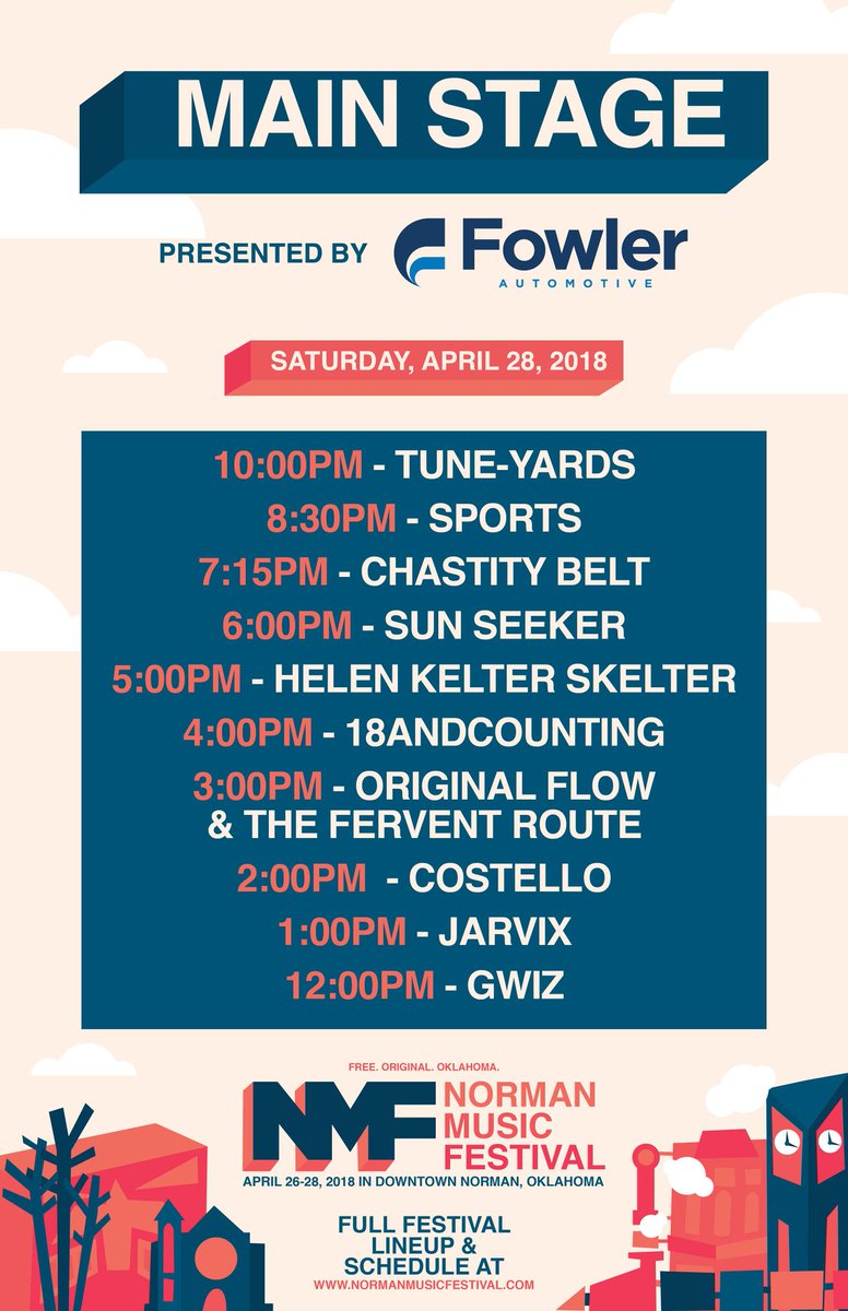 It's no secret that the @FowlerAuto Main Stage is 🔥 this year at #NMF2018! Here it is in full for you to schedule your partying just right