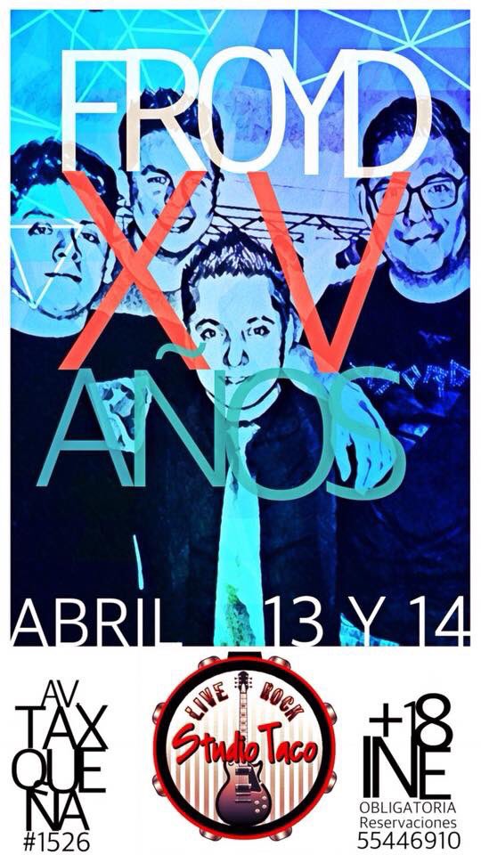 studiotaco's tweet photo. Recuerden este fin de semana es el aniversario 15 de la banda froyd y donde más aquí en #studiotaco!!!
Los esperamos!! 
Haz tu reservación!!!! https://t.co/kF5926x8PM