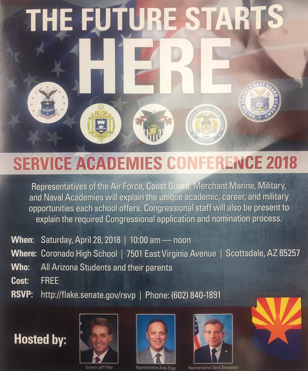 RSVP flake.senate.gov/rsvp if interested is a Service Academy