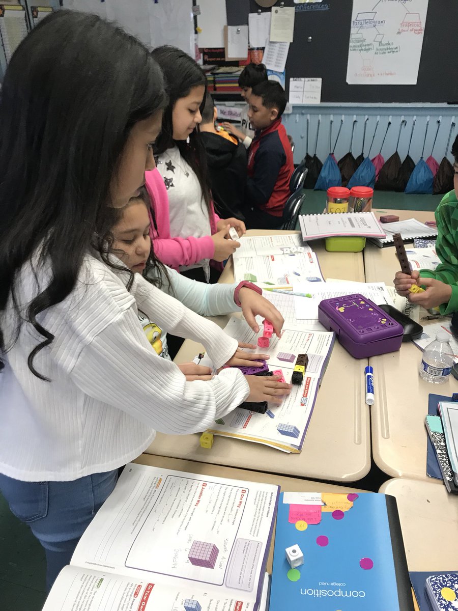 5th66's tweet image. Class 503 @PS66JKO using interlocking cubes to learn volume #handsonmath #rectangularprisms
