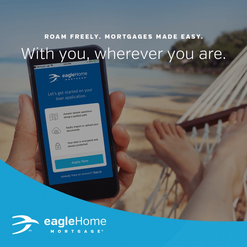 trowerh's tweet image. Whether you’re on vacation or just going for a quick walk around the block, Eagle’s Digital Mortgage is ready whenever you are! Ask me how to get started today!