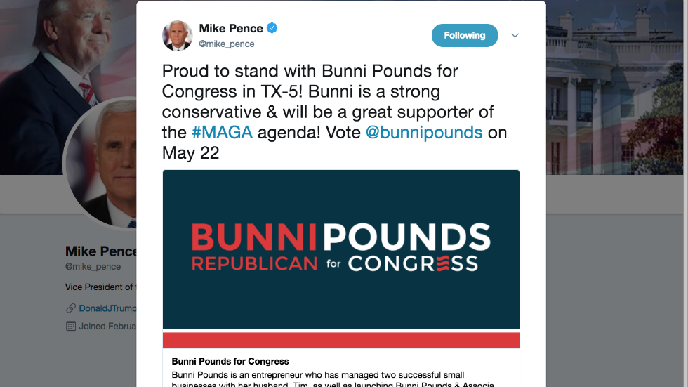 thehill's tweet photo. Pence endorses challenger in Texas congressional primary runoff https://t.co/IWkGvkIYfH https://t.co/VD7AV0pKEv