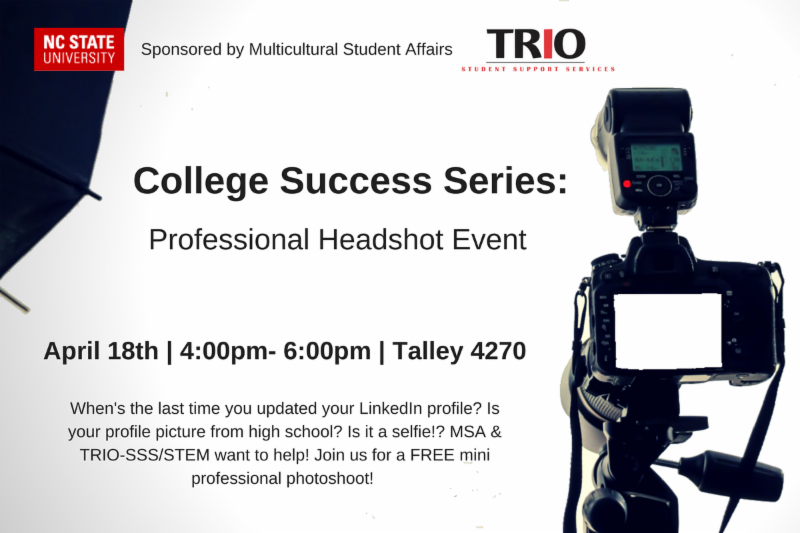 NCStateNSP's tweet photo. Need a headshot for your LinkedIn profile? @NCState_MSA &amp; @NCSTATE_TRIOSSS are having a FREE, mini, professional photoshoot in exactly a week!!! 📸#NCState21 #ThinkAndDo #NCStateOfMind https://t.co/P8xwBi5qfr