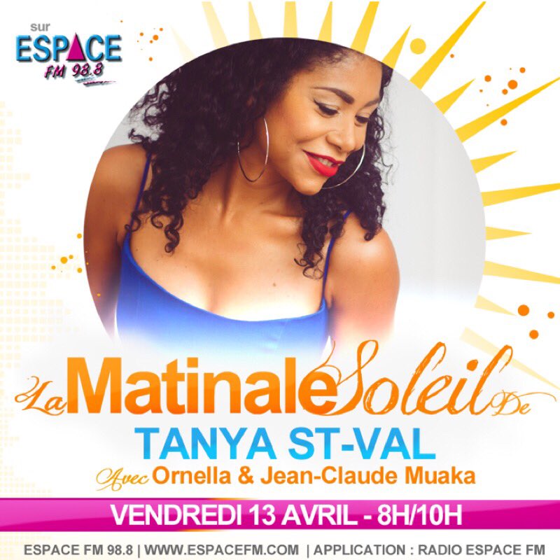 Cc les lève-tôt, je vous donne rdv vendredi 13 avril sur <a href="/Espacefm988/">Espace FM</a> #matinale avec <a href="/OrnellaEspaceFm/">Ornella Espace Fm</a> et JC pour faire le plein d’énergie ensemble ☀️☀️☀️☀️😘😘😘😘