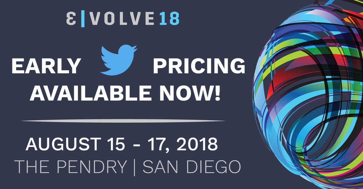 EVOLVE_Conf's tweet image. Early bird gets the worm...and the discount! Register today for Evolve18  Conference featuring brilliant content and discussions surrounding AEM, Adobe Campaign, and Adobe Analytics. bit.ly/2GQ6ZG2  #AEM #AdobeCampaign #AdobeAnalyticsCloud #Adobe #Community #Event