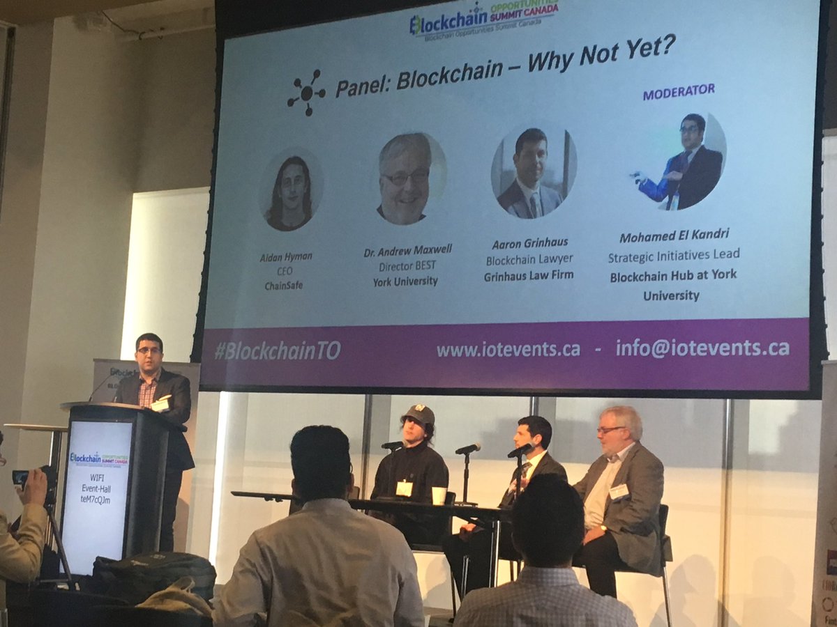 SpicyCurlyFries's tweet photo. Next panel discussion: Blockchain - Why Not Yet? #blockchainTO @blockchainhubb https://t.co/dWhSw81tIc