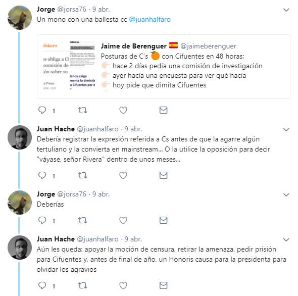 Javiermedia's tweet image. #predicciones2018 de @juanhalfaro :
Ciudadanos anunciará que apaya moción de censura contra C Cifuentes, 
retirará la amenaza, 
pedirá prisión
...y un doctorado honoris causa
#Sinfuentes