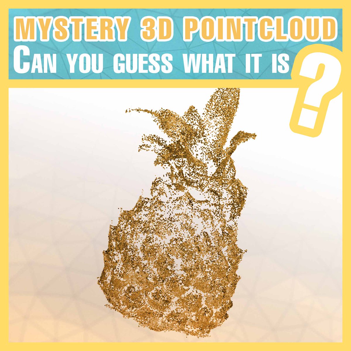 Duplicate3D's tweet image. 🤔Can you guess what this 3D scan is? 😁Mystery 3D Pointcloud! 
Put your answer in the comments. #M3DP Reveal coming up.
#3d #3dprint #3dprinting #3dscan #3dscanning #geometry #photogrammetry #art #artist #quiz #cool #guess # cute #game #mystery #answer