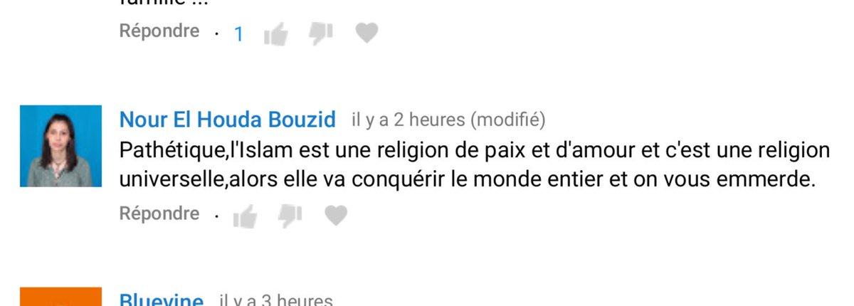 MajidOukacha's tweet photo. Elle commence par dire que l'islam est une religion de paix et d'amour... puis elle finit par dire que l'islam va conquérir le monde entier et ajoute même qu'elle nous emmerde. 🤔 https://t.co/agveyupUMK