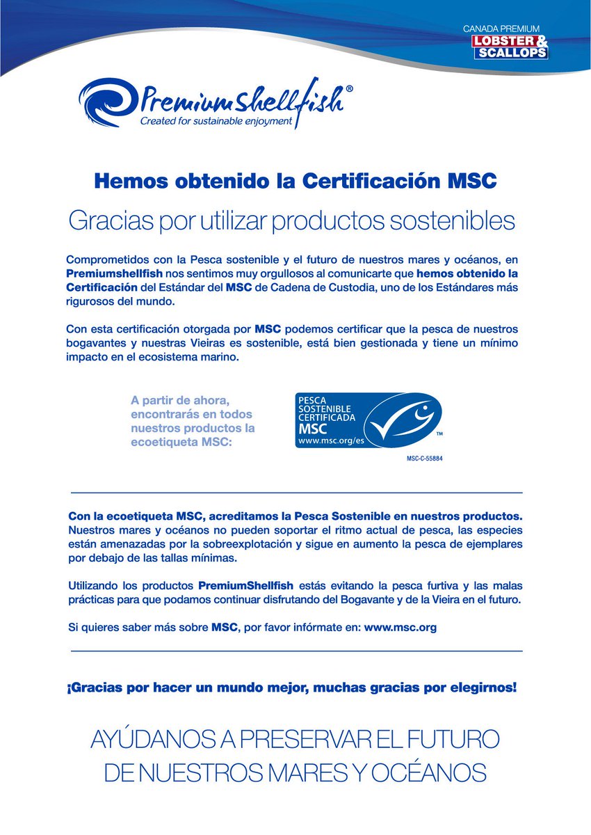 premiumshell's tweet photo. ¡Hemos obtenido la certificación MSC! ¡Gracias por hacer un mundo mejor, gracias por elegirnos! para mas informacion sobre el certificado MSC https://t.co/6EoVXq00AL https://t.co/cXVMvApMQw