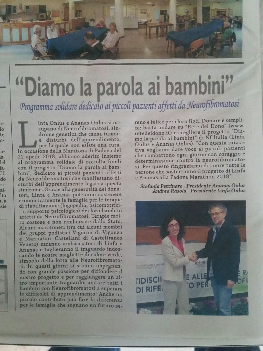Ass_linfa's tweet photo. La Voce del Veneto Centrale parla del progetto di @Ass_linfa e @AnanasOnlus Diamo la parola ai bambini! Grazie per l'affetto che ci dimostrate 💚Continuate a donare su @Retedeldono per dare un aiuto concreto ai bambini con #neurofibromatosi! https://t.co/RGbODdOUBc https://t.co/wfuIweAiQI