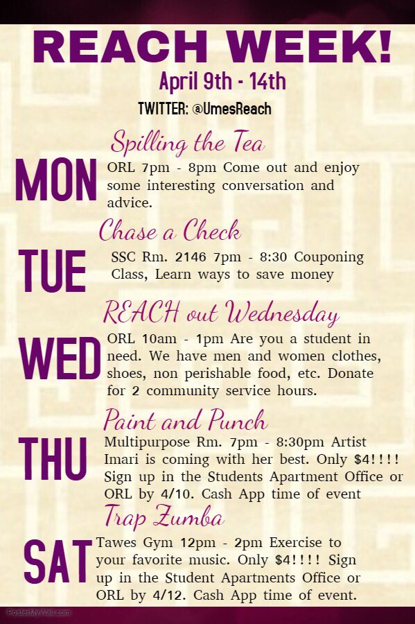 UmesReach's tweet photo. #UMES REACH WEEK continues with a couponing class tonight and REACH OUT WEDNESDAY tomorrow during the day https://t.co/58SxOG0sFc
