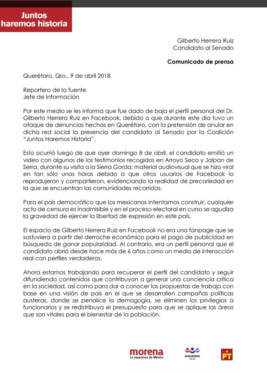 ImLarina's tweet photo. Por cientos de denuncias, dan de baja perfil de #GilbertoHerrera... Será qué tienen miedo? https://t.co/4U3bT60IPu