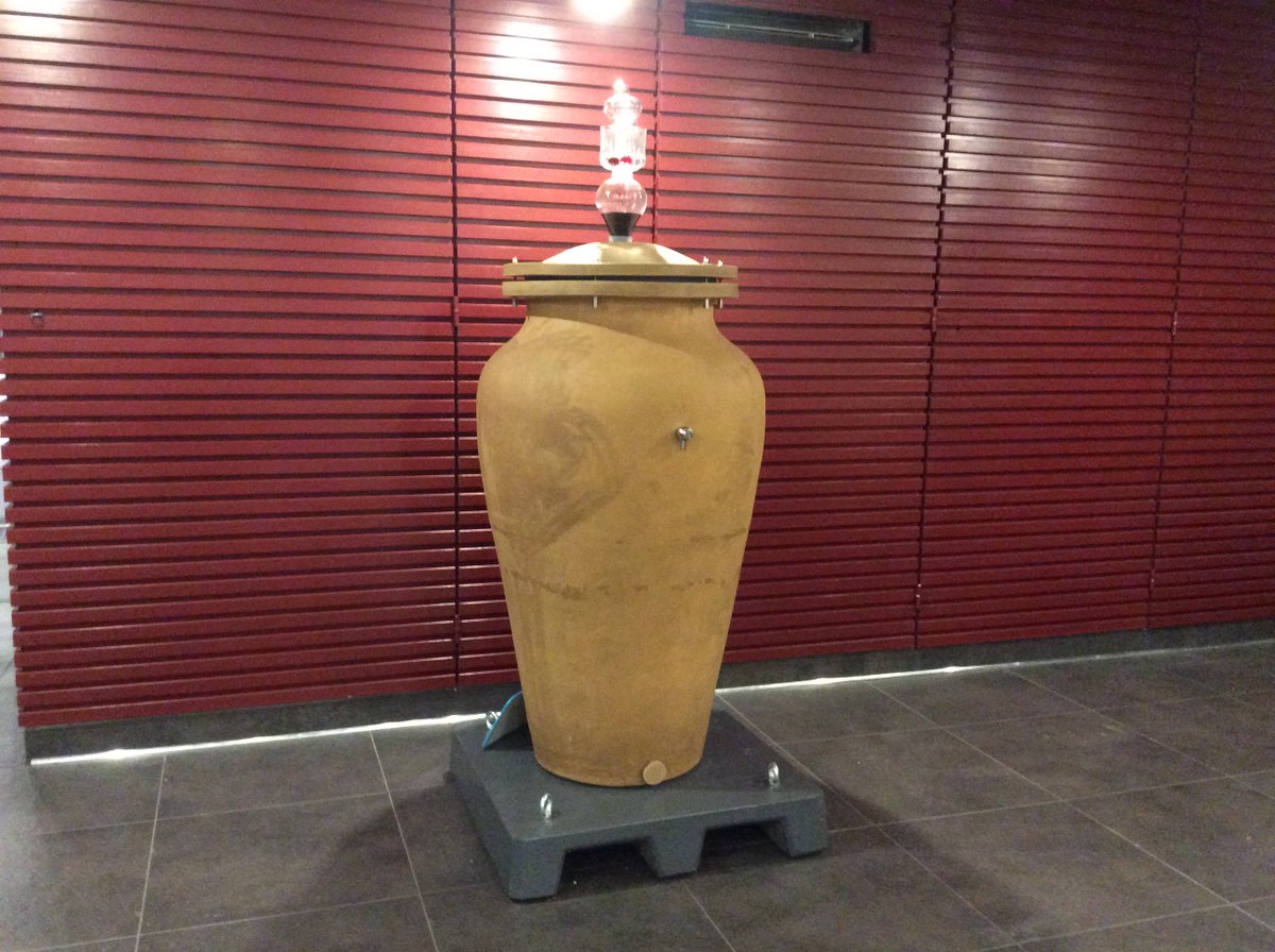 gotowineguy's tweet photo. The new type of wine barrels in vogue in the more avant- garde estates, this one from Chateau La Dominique in Saint Emilion. https://t.co/qooshNVnVP