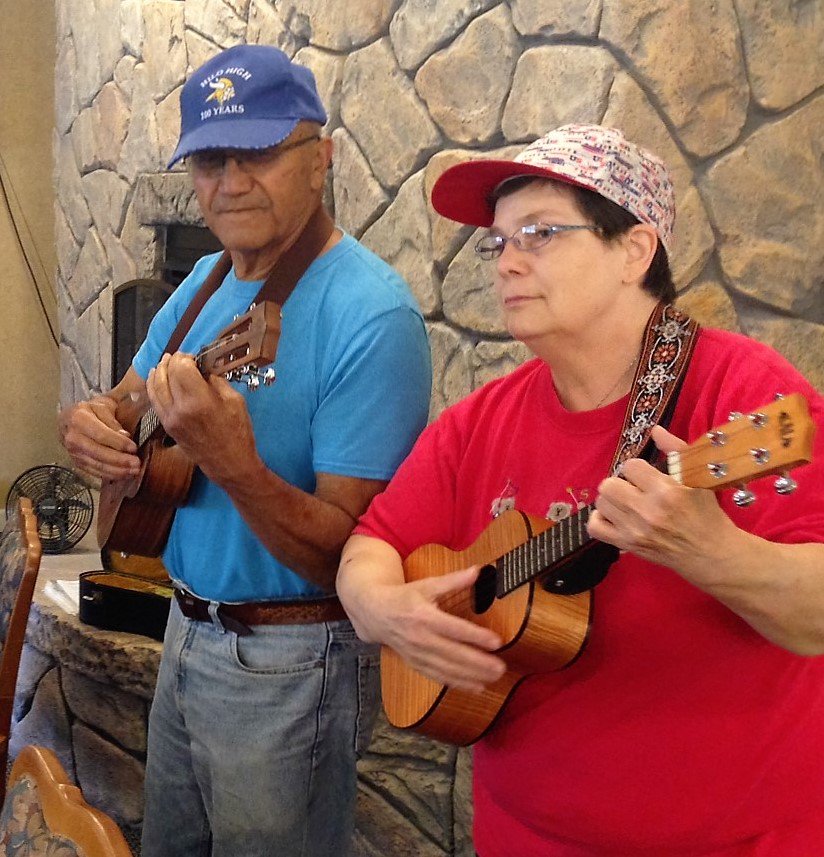 JulieOceanRidge's tweet photo. @OceanRidgeALF Ukulele lessons fill the air with topical tunes #Frontierculture Next up hula lessons https://t.co/yzRBmKCgjd
