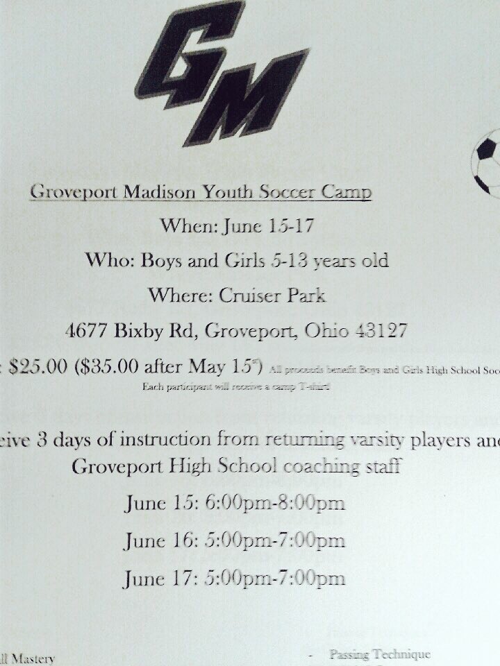 Forms for the Youth Soccer Camp this June are available in the Middle Schools!