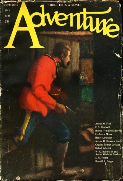 PulpMags's tweet image. Adventure [v31 #1, October 10, 1921] ed. Arthur Sullivant Hoffman (The Ridgway Company, 25¢, 192pp, pulp, cover by William Hurd Lawrence)