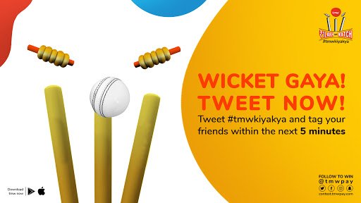 ☝🏻That’s the 4th wicket of the innings! Tweet #tmwkiyakya and tag your friends within the next 5 minutes to win!

#T20 #Contest #PlayNow #WicketGaya