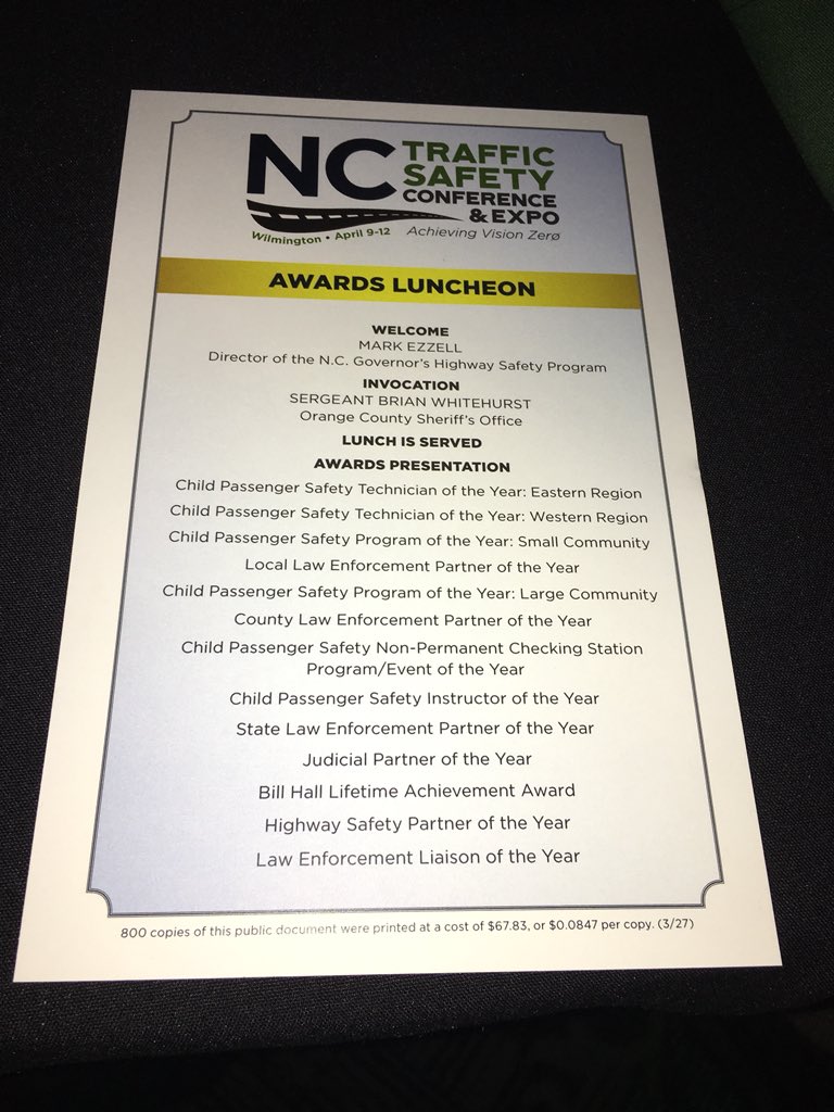 NCSHP's tweet photo. .@NCSHP congratulations to F/SGT. G. M. Powell on being awarded “State Law Enforcement Partner of the Year” at #NCTSC2018! https://t.co/QYA42vae7J