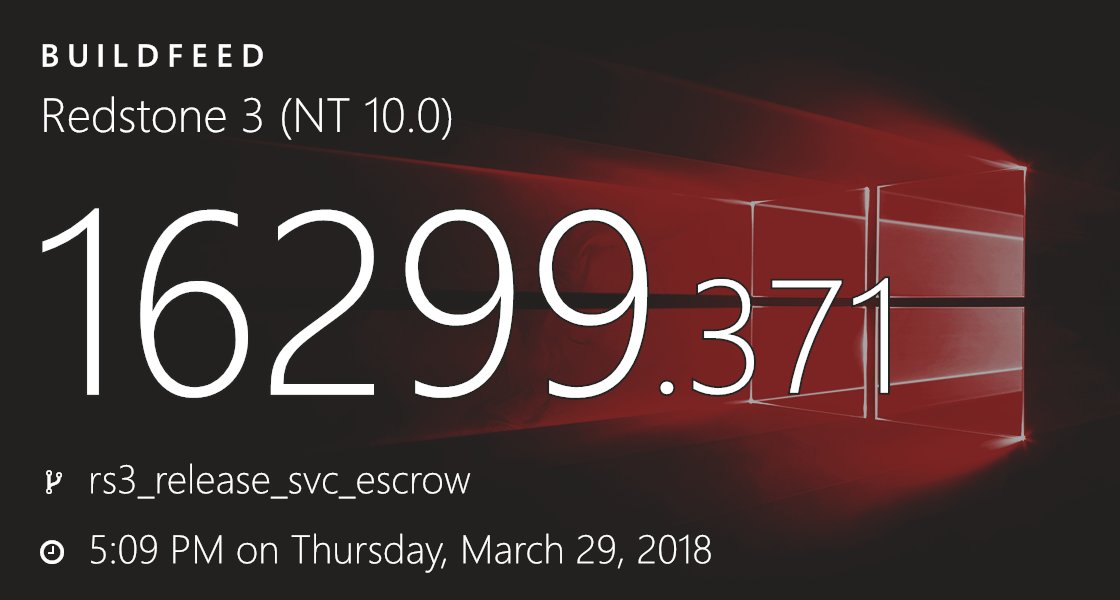 buildfeed's tweet image. 10.0.16299.371 (rs3_release_svc_escrow.180329-1709) bld.pm/2Jz1i0X