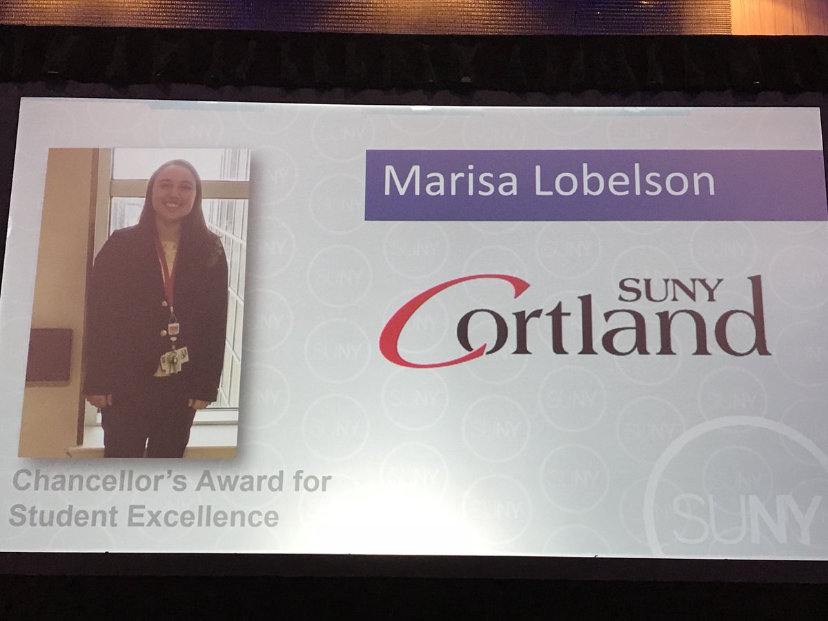 CortlandRPLS's tweet photo. Celebrating the achievements if Marisa Lobelson, a recent graduate of the RPLS Department’s Therapeutic Recreation program. Marisa is receiving the Chancellor’s Award for Student Excellence in Albany this afternoon. https://t.co/nRnaP6Dt6x