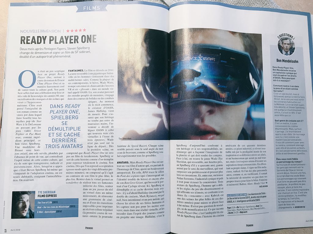 En route pour le ciné de ce soir... au programme le denier #Spielberg avec de la VR au menu #ReadyPlayeOne 
5⭐️ chez <a href="/PremiereFR/">Premierefr</a> ça s’annonce bien 👍😉